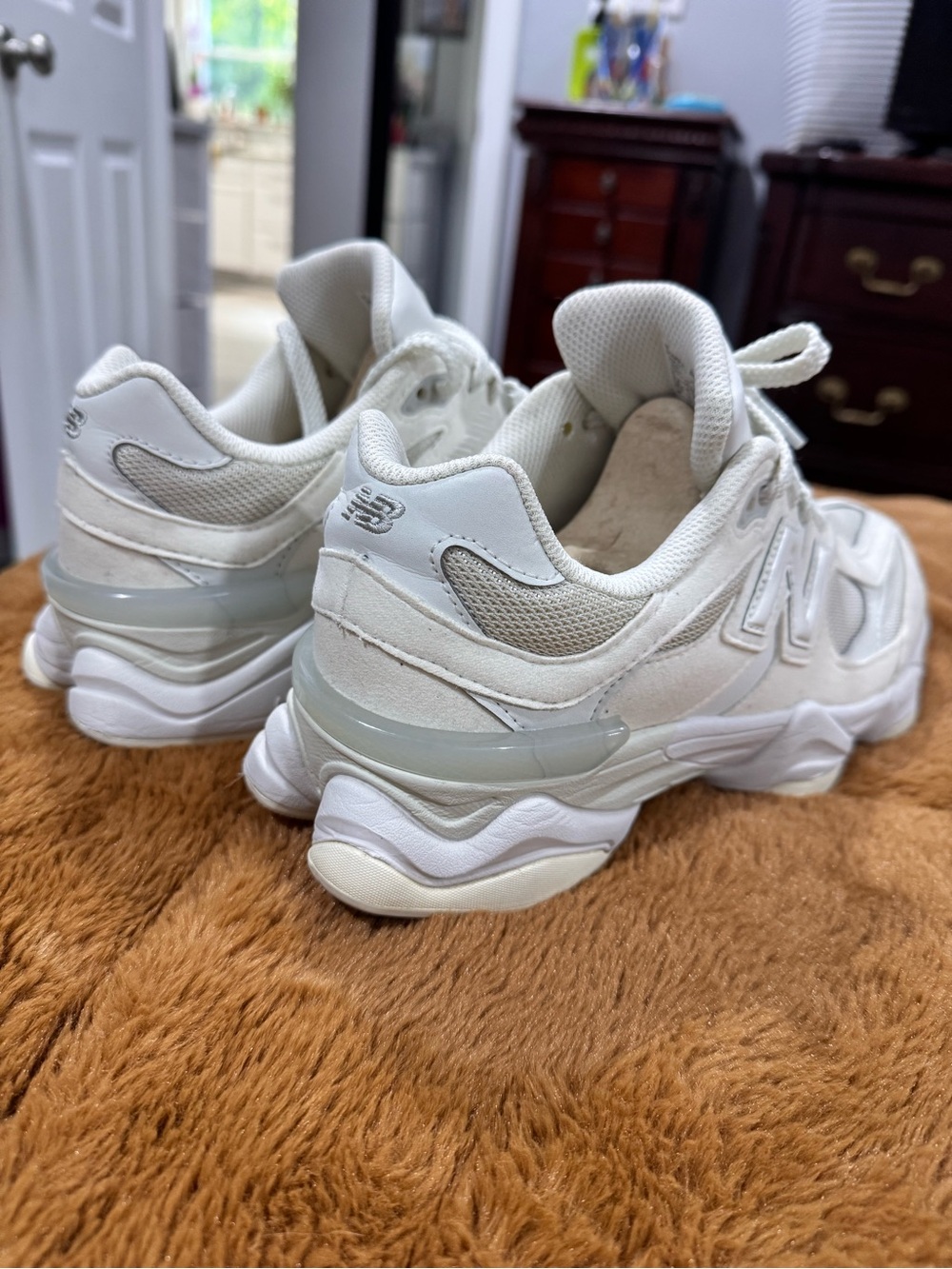New Balance 9060 Women’s Chunky Cream and White Sneakers - Picture 10 of 13